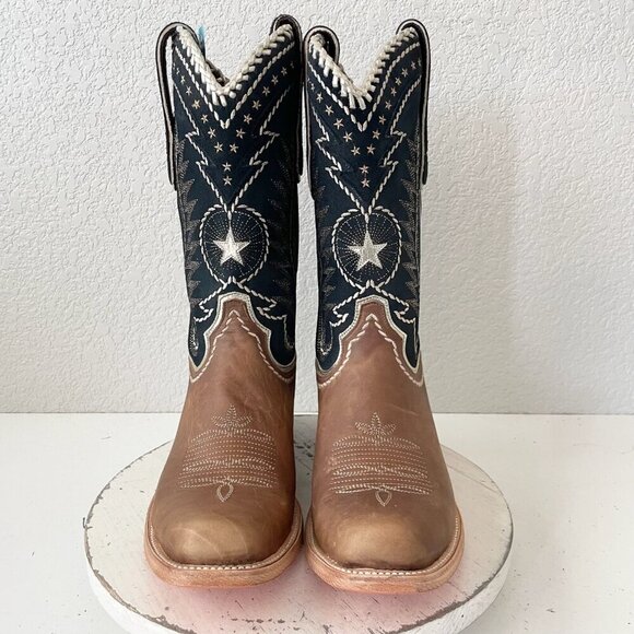 Lane RODEO HOUSTON Mens Cowboy Boots Size 11 Brown Leather Western Blunt Toe - Picture 6 of 13